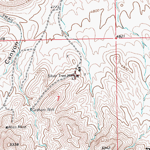 Topographic Map of Silver Tree Mine, NM