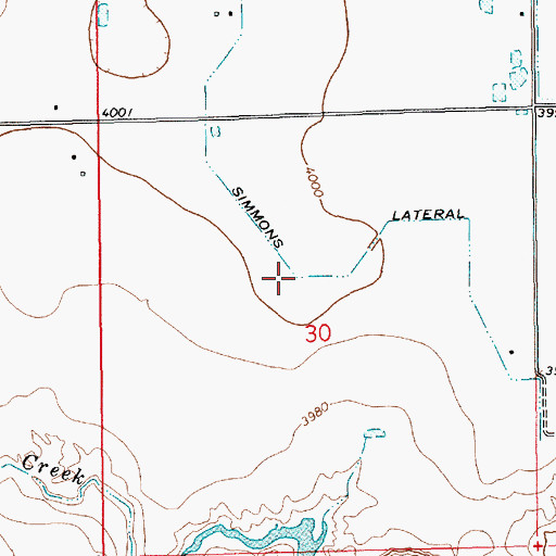 Topographic Map of Simmons Lateral, NM