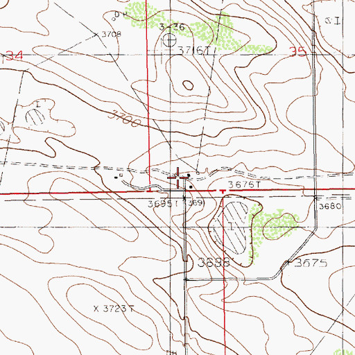 Topographic Map of Sims Ranch, NM