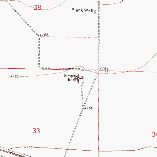 Topographic Map of Simpson Ranch, NM
