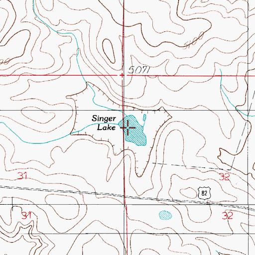 Topographic Map of Singer Lake, NM