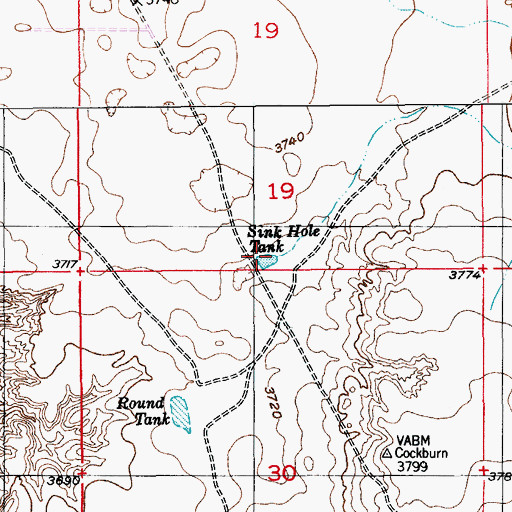 Topographic Map of Sink Hole Tank, NM