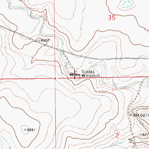 Topographic Map of Sintas Windmill, NM