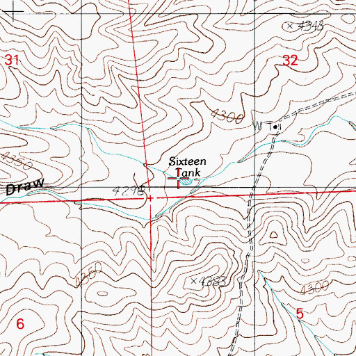 Topographic Map of Sixteen Tank, NM