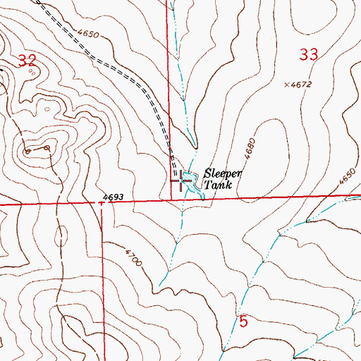 Topographic Map of Sleeper Tank, NM
