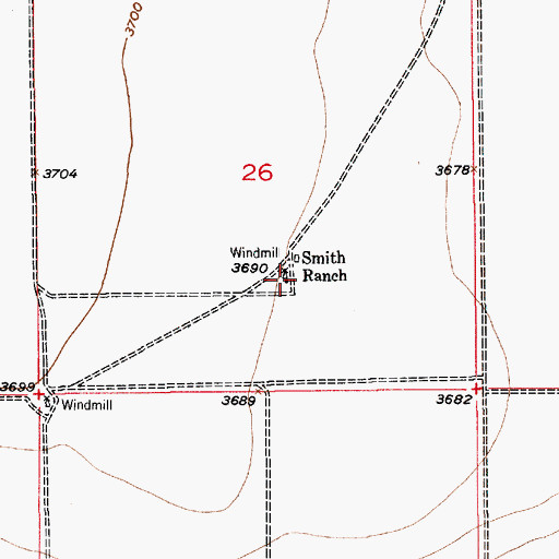 Topographic Map of Smith Ranch, NM