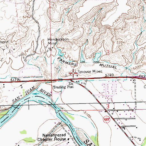 Topographic Map of Smouse Mines, NM