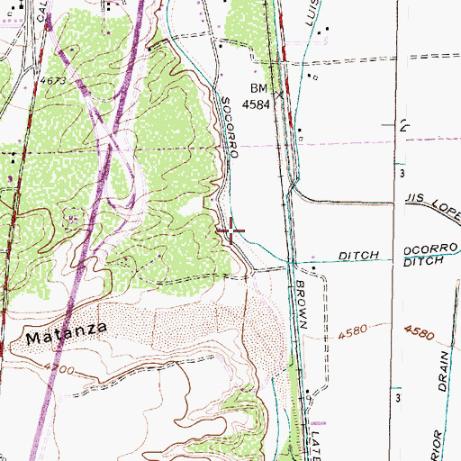 Topographic Map of Socorro Ditch, NM
