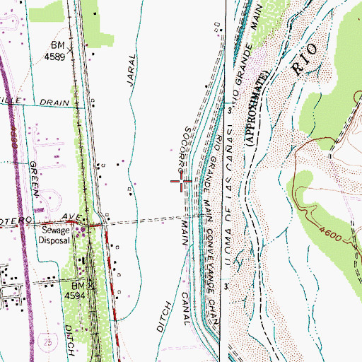 Topographic Map of Socorro Main Canal, NM