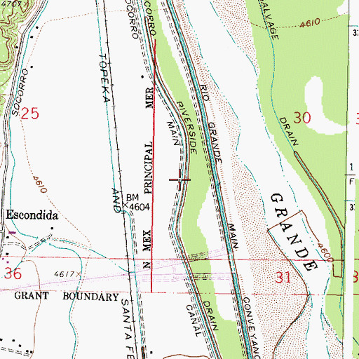 Topographic Map of Socorro Riverside Drain, NM