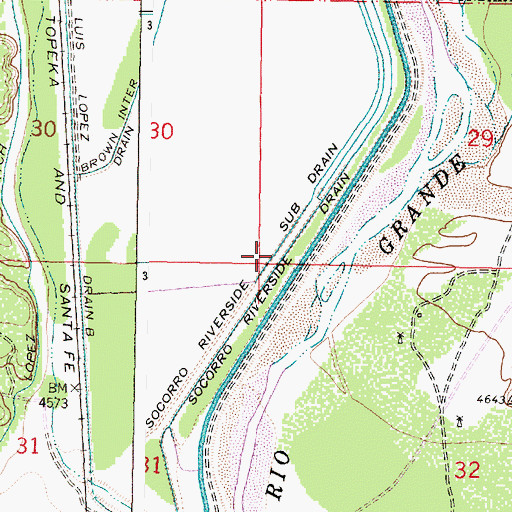 Topographic Map of Socorro Riverside Sub Drain, NM