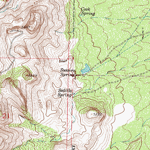 Topographic Map of Socorro Spring, NM