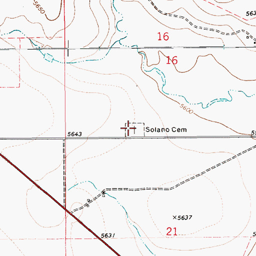 Topographic Map of Solano Cemetery, NM
