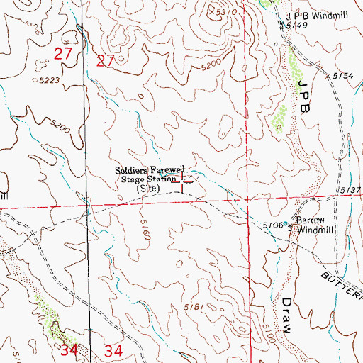 Topographic Map of Soldiers Farewell Stage Station, NM