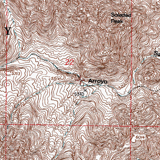 Topographic Map of Soledad Canyon, NM