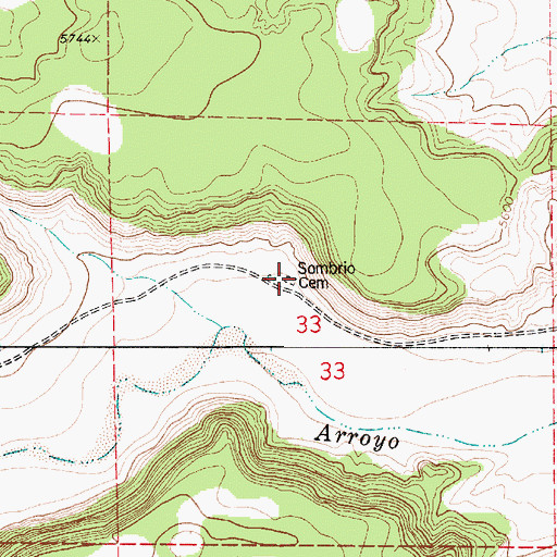 Topographic Map of Sombrio Cemetery, NM