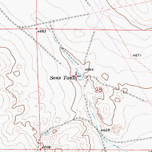 Topographic Map of Sons Tank, NM