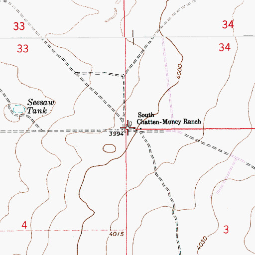 Topographic Map of South Chatten- Muncy Ranch, NM
