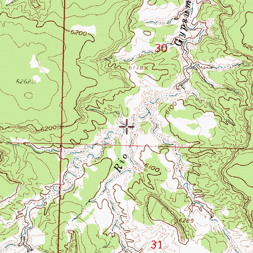 Topographic Map of South Creek, NM