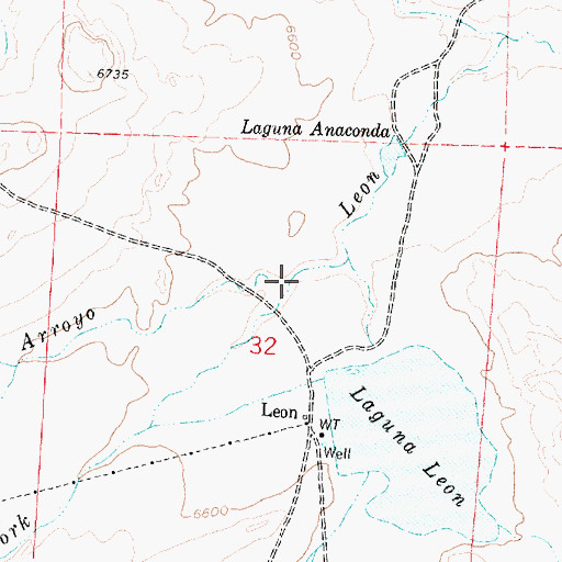 Topographic Map of South Fork Arroyo Leon, NM