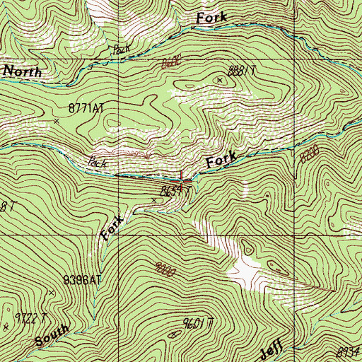 Topographic Map of South Fork Cimarroncito Creek, NM
