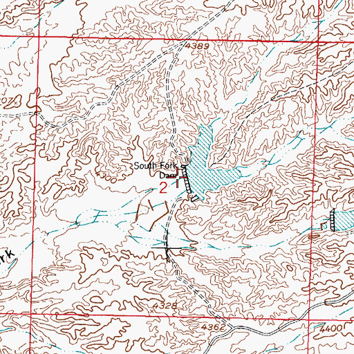 Topographic Map of South Fork Dam, NM