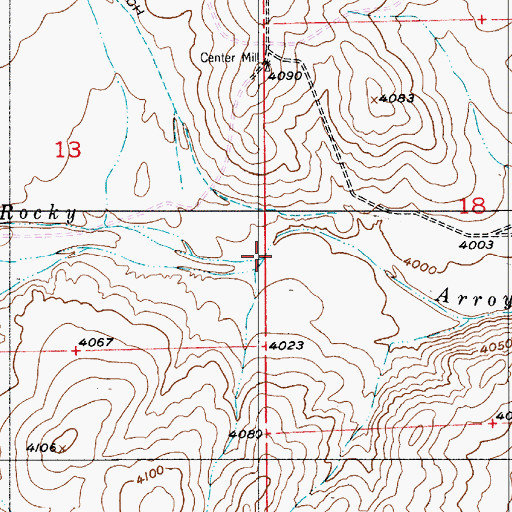 Topographic Map of South Fork Rocky Arroyo, NM