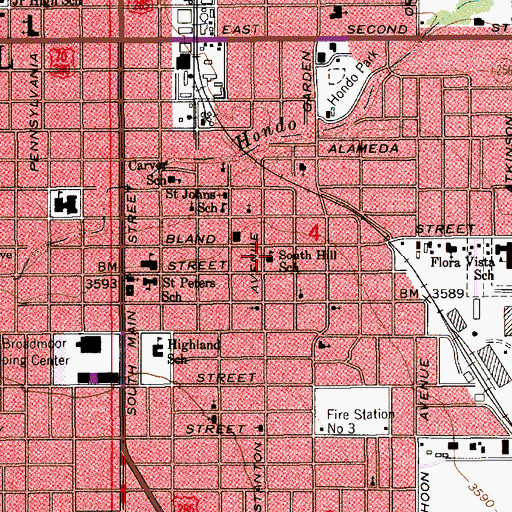 Topographic Map of South Hill School, NM