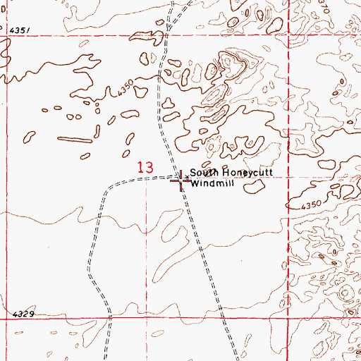 Topographic Map of South Honeycutt Windmill, NM