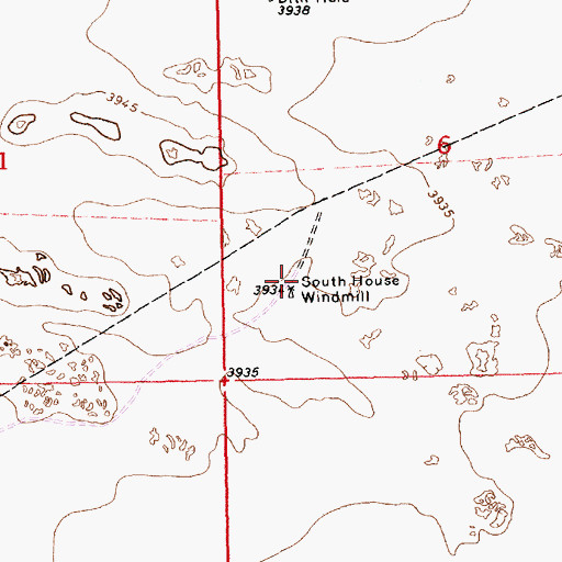 Topographic Map of South House Windmill, NM