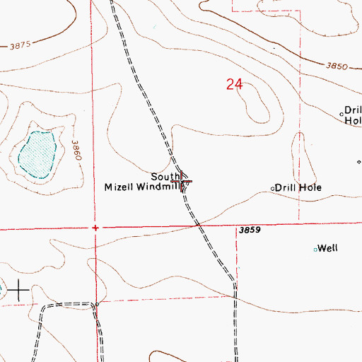 Topographic Map of South Mizell Windmill, NM