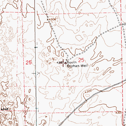 Topographic Map of South Orphan Well, NM