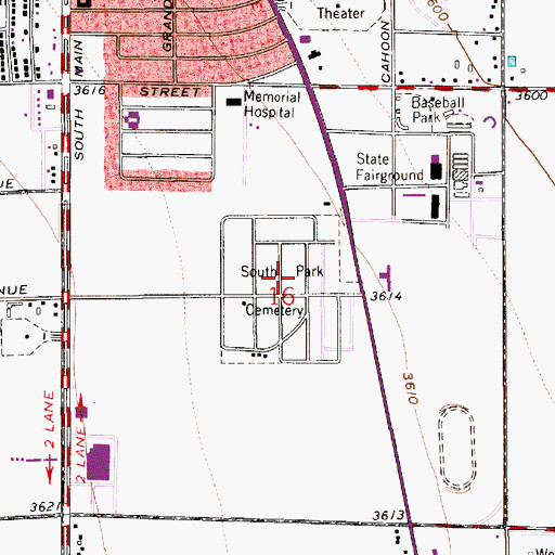 Topographic Map of South Park Cemetery, NM