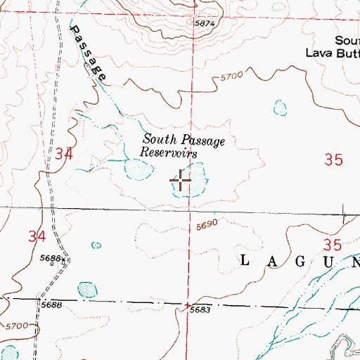 Topographic Map of South Passage Reservoirs, NM