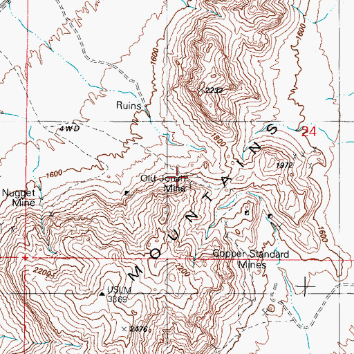 Topographic Map of Old Jonan Mine, AZ