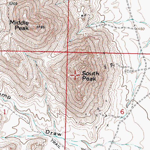 Topographic Map of South Peak, NM