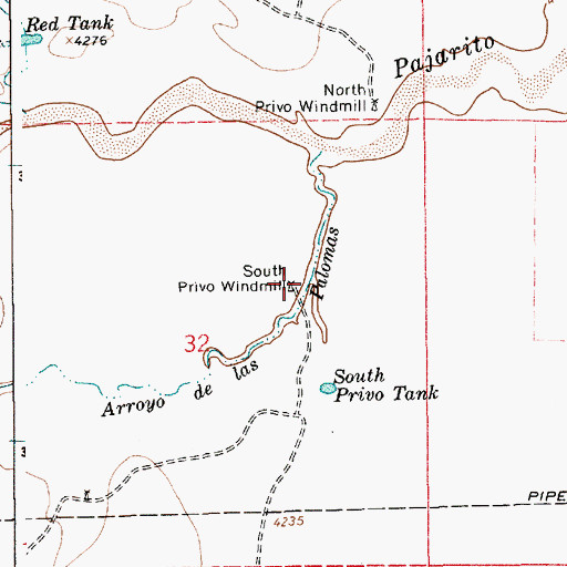 Topographic Map of South Privo Windmill, NM