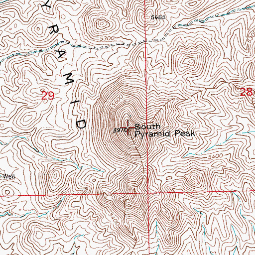 Topographic Map of South Pyramid Peak, NM