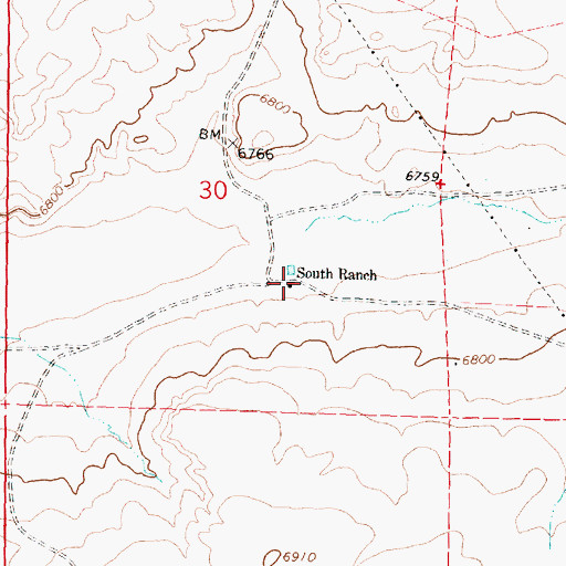Topographic Map of South Ranch, NM