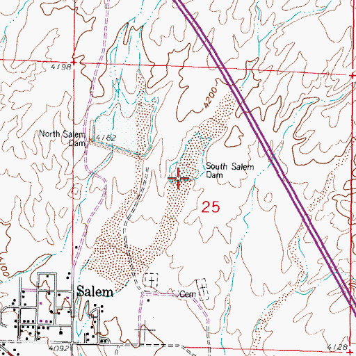 Topographic Map of South Salem Dam, NM