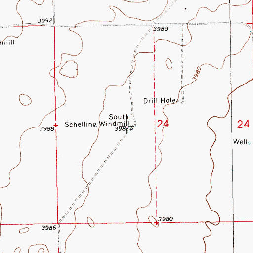 Topographic Map of South Schelling Windmill, NM