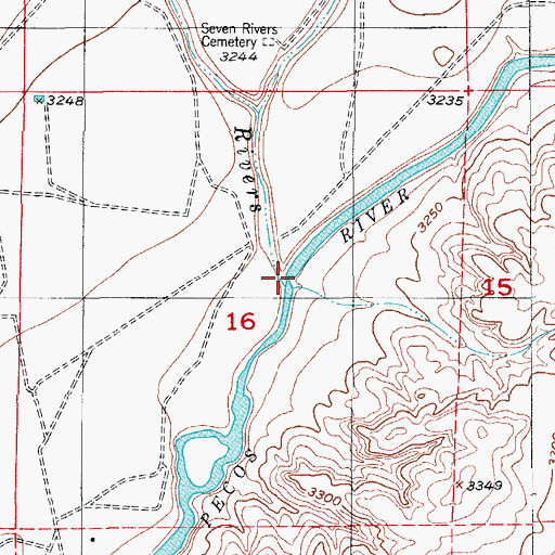 Topographic Map of South Seven Rivers, NM
