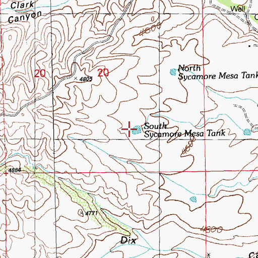 Topographic Map of South Sycamore Mesa Tank, NM