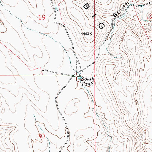 Topographic Map of South Tank, NM
