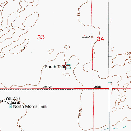 Topographic Map of South Tank, NM