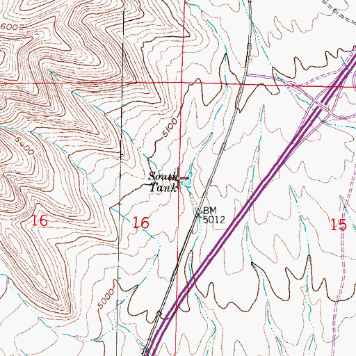 Topographic Map of South Tank, NM