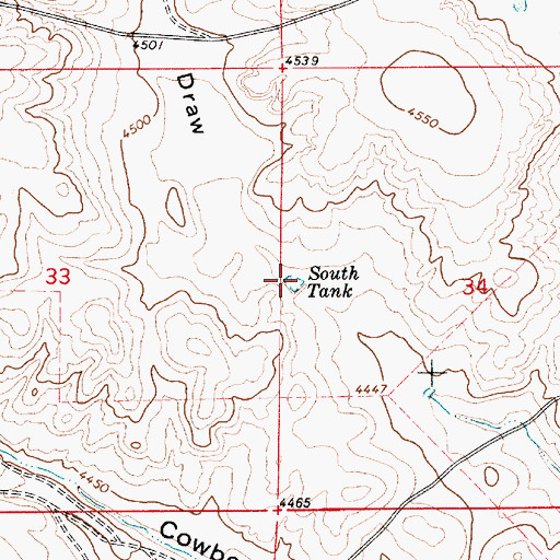 Topographic Map of South Tank, NM