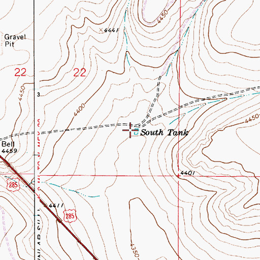 Topographic Map of South Tank, NM