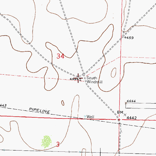 Topographic Map of South Windmill, NM