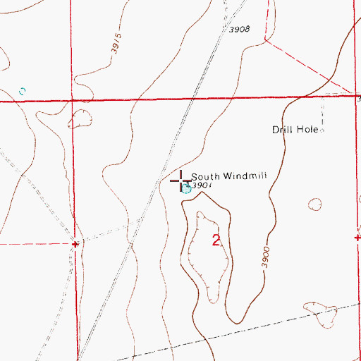 Topographic Map of South Windmill, NM
